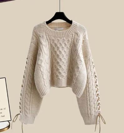 Faye  - Strikket sweater Løse brede rør To-delt sæt